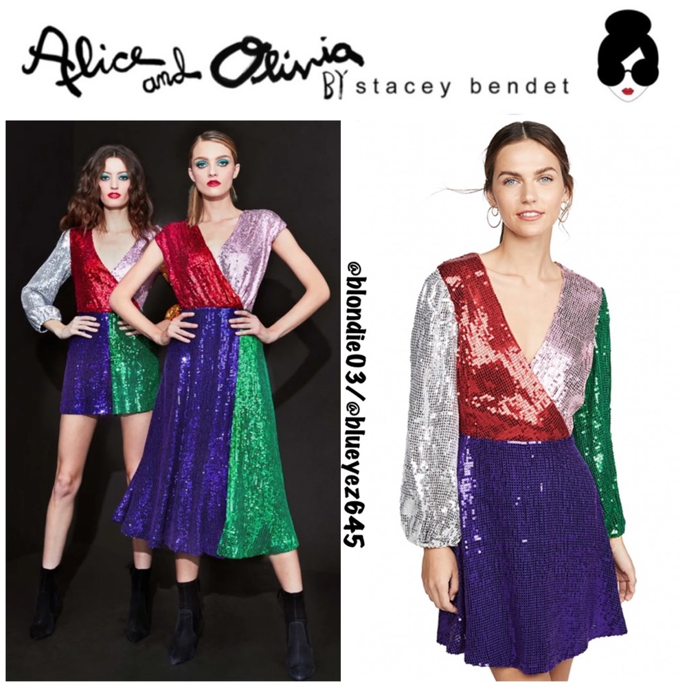 Alice + Olivia Multi-Color Sequin Mini Dress